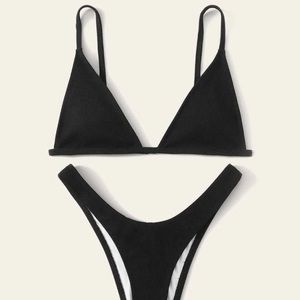Simple Black Thong Bikini